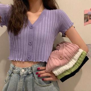 Áo Cardigan Dệt Kim Tay Lỡ Cổ Chữ V Thời Trang Mùa Hè Cho Nữ