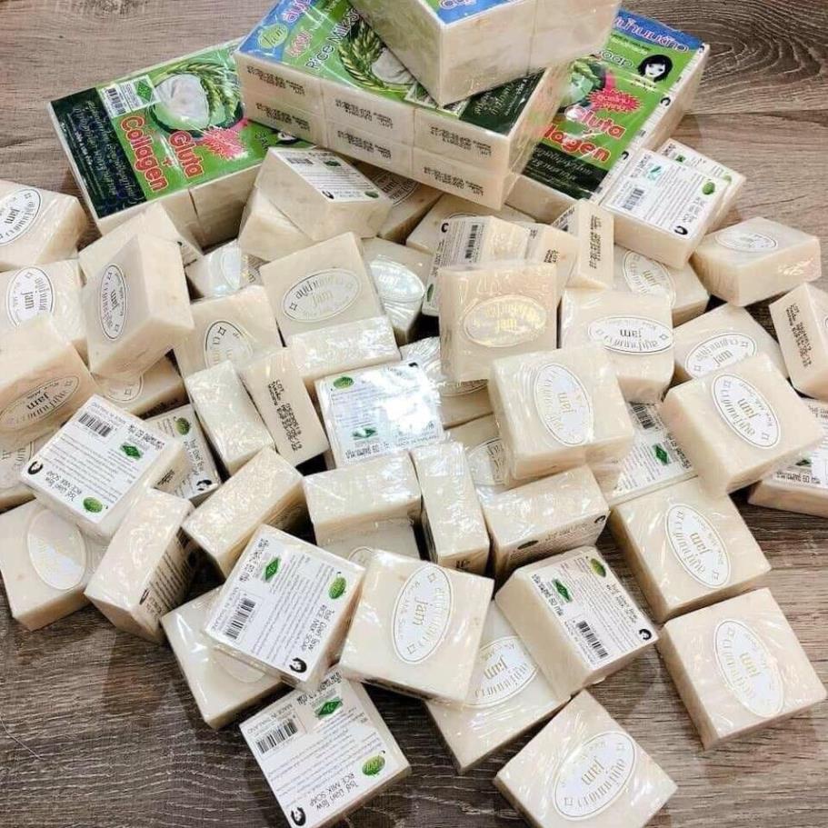 Xà phòng cám gạo sữa tươi Thái Lan lốc 12 bánh xà phòng trắng da Thái Lan JAM RICE MILK SOAP nhập khẩu chính hãng  BN