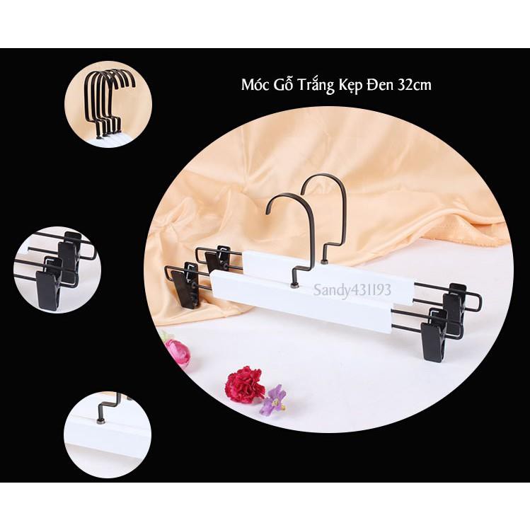 Móc Kẹp Gỗ Trắng Kẹp Sơn Đen Cao Cấp 32cm ( 1 móc )