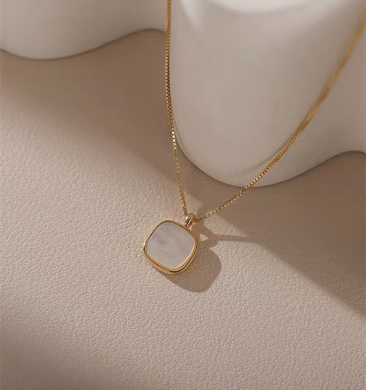 Dây chuyền mạ bạc 925 mặt vuông kiểu dáng Hàn Quốc cho nữ