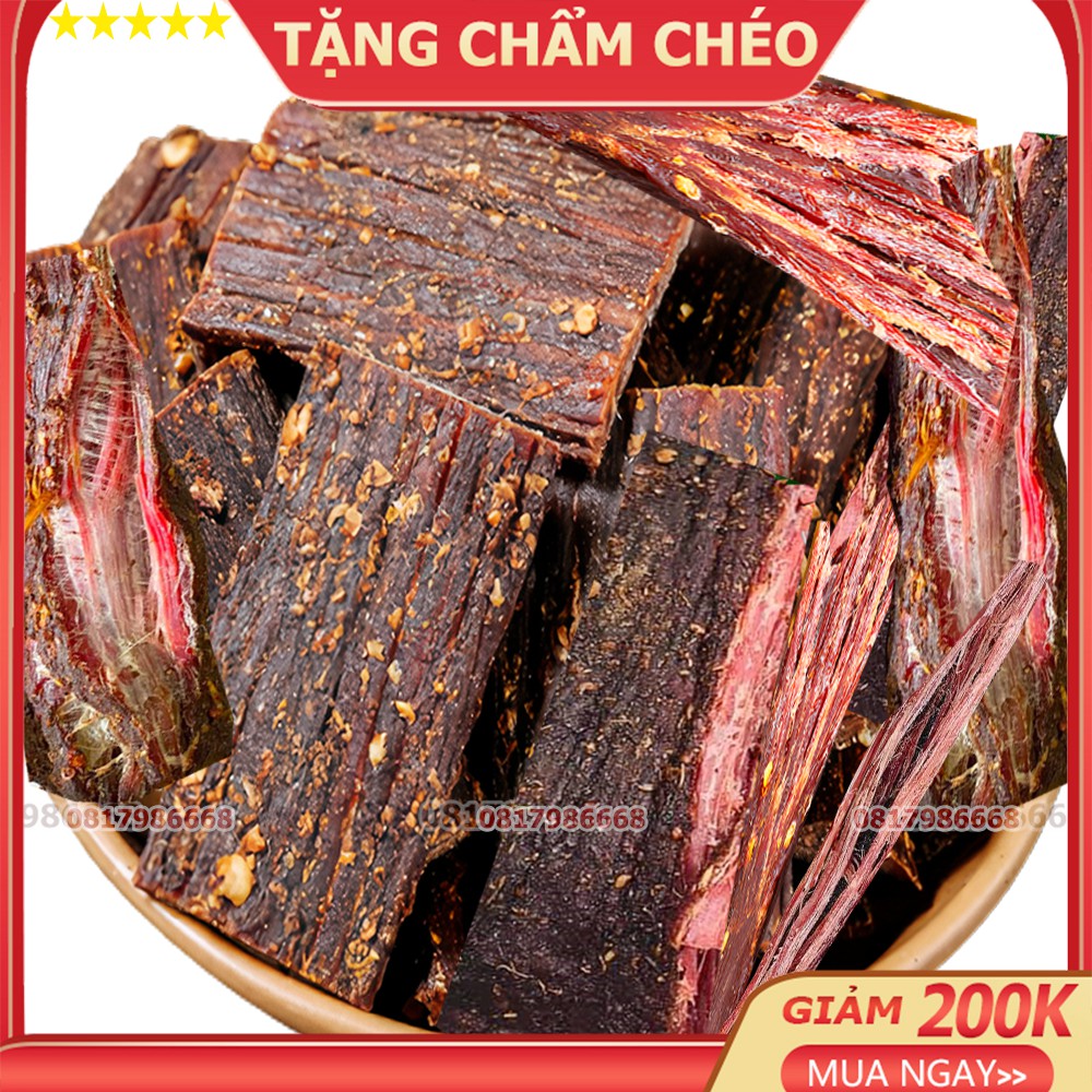 Thịt trâu gác bếp 1kg chuẩn Mường Then ✅ Tặng Chẩm Chéo ✅ khô Trâu hun khói vị Tây Bắc