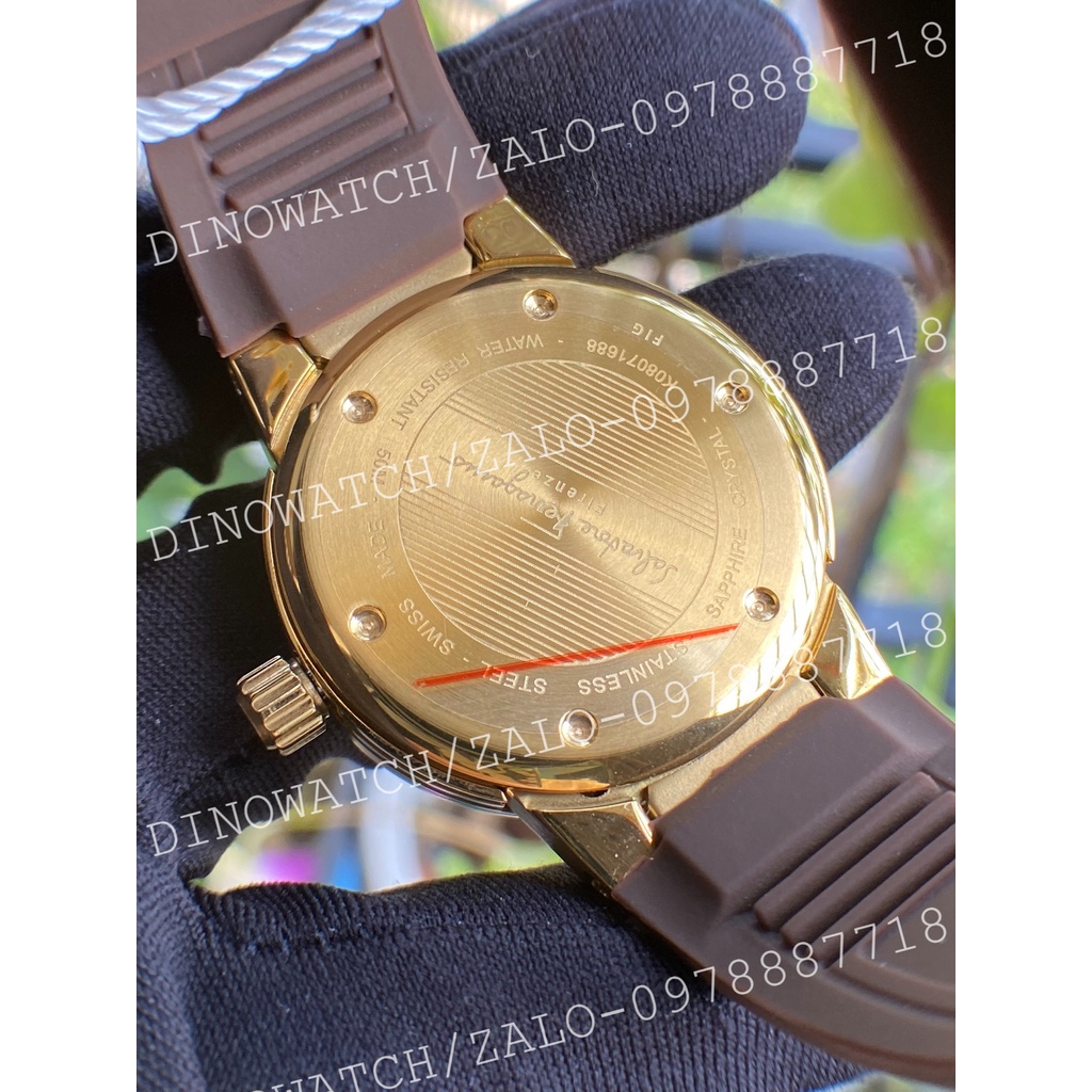 Bảo Hành 12 Tháng Đồng Hồ Nữ Ferragamo F80 Dây Cao Su Màu Nâu - Size 33mm