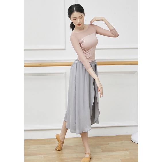 Áo tập múa cổ trang, múa đương đại, múa hiện đại, tập yoga, gym, zumba, thể thao phối lưới 4827