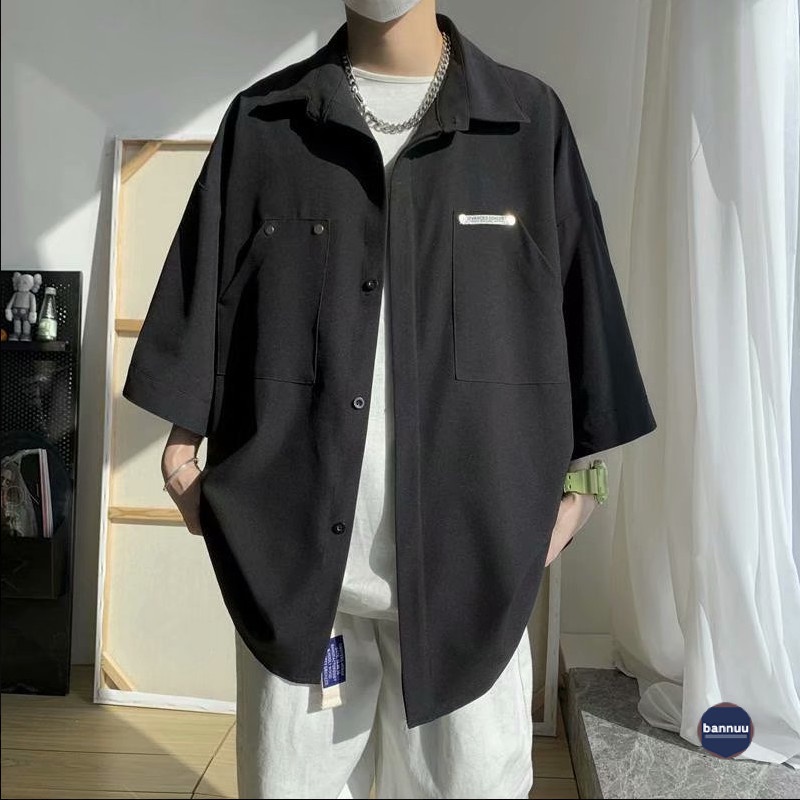 Áo sơ mi from rộng thời trang sơ mi nữ form rộng phong cách Hàn Quốc áo sơ mi nam sơ mi nữ tiếng Nhật áo sơ mi cộc tay nam