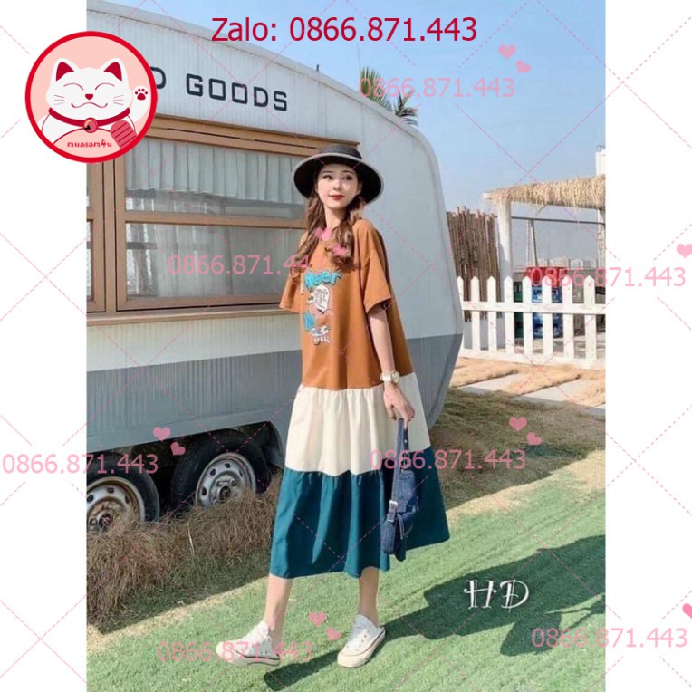 ⚡𝐅𝐑𝐄𝐄𝐒𝐇𝐈𝐏⚡ Đầm chân cá phối ba màu. Hai màu: đen | nâu tây.