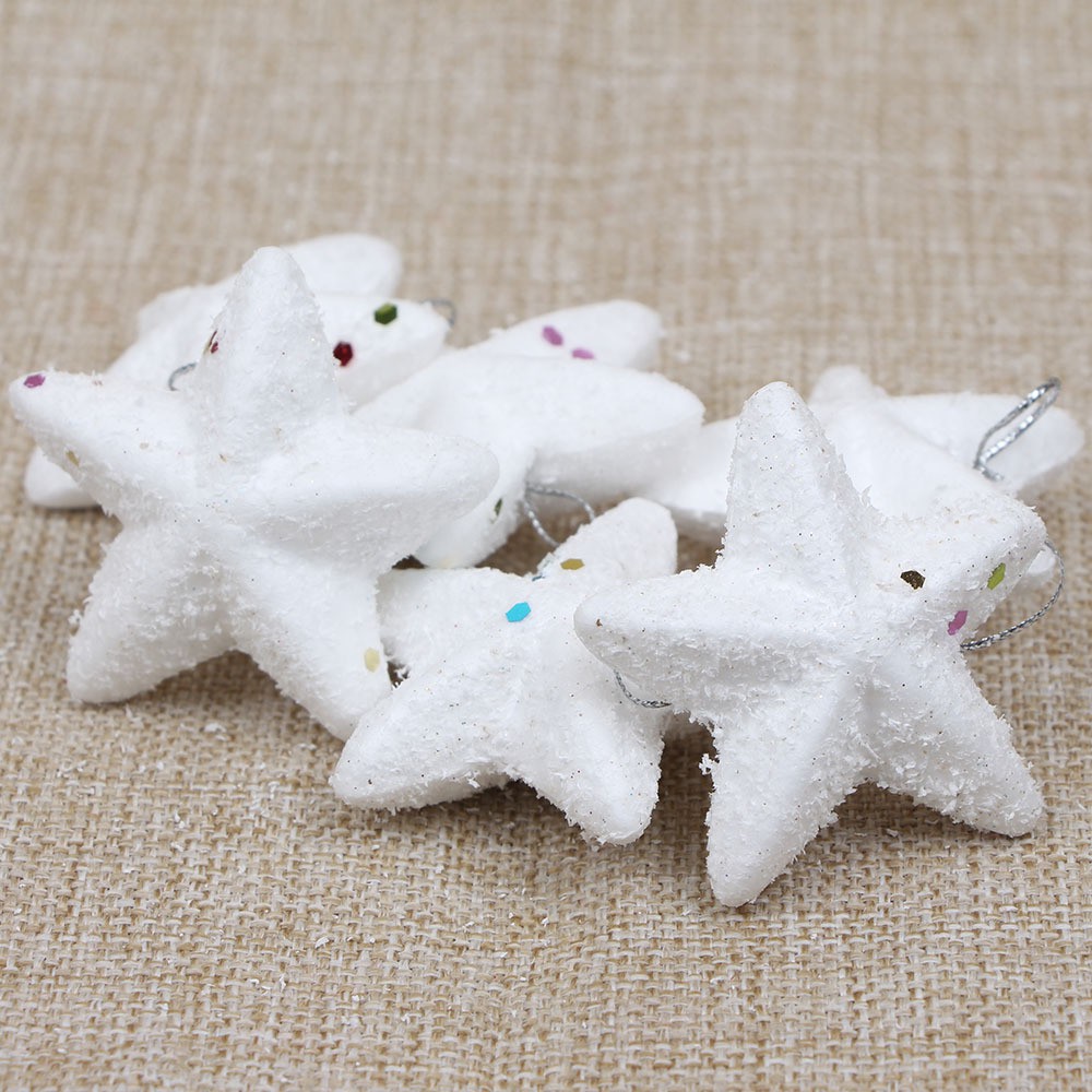 Gói 6 Cầu Sao Chuông Tuyết Cỡ 4cm Trang Trí Cây Thông Noel, Phụ Kiện Trang Trí Noel