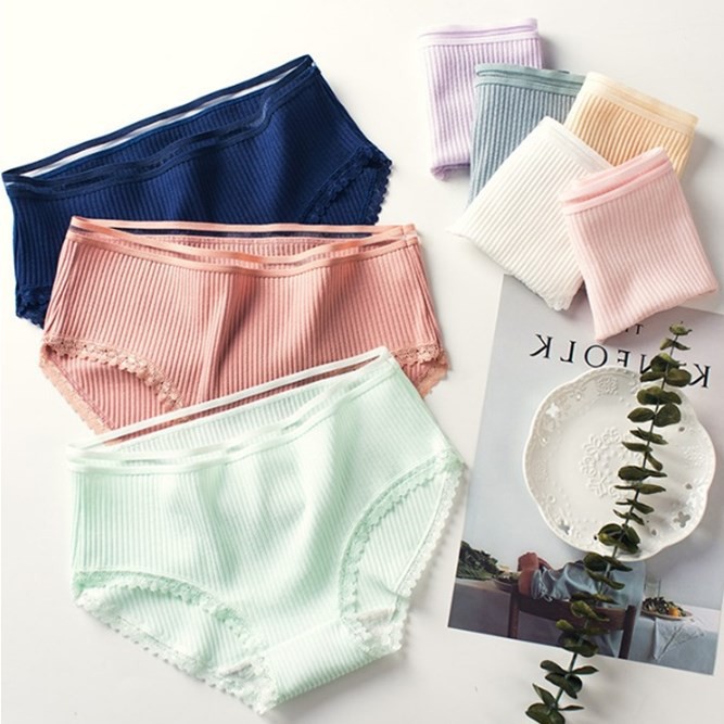 Quần lót nữ đẹp ❤️FREESHIP❤️ Quần lót cotton gân tăm viền ren - Quần chip siêu thoáng mát, sexy, gợi cảm