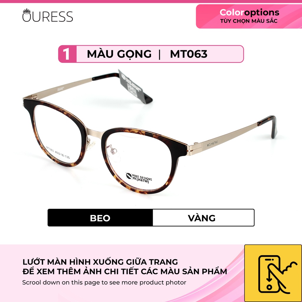 Gọng kính TR90 phối càng hợp kim cao cấp bền đẹp thời trang – hàng chính hãng Ouress MT063