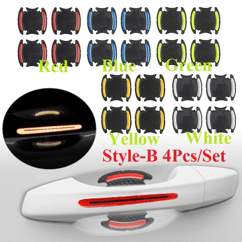 Miếng dán bảo vệ tay nắm cửa xe hơi bằng sợi carbon phản quang chống trầy xước