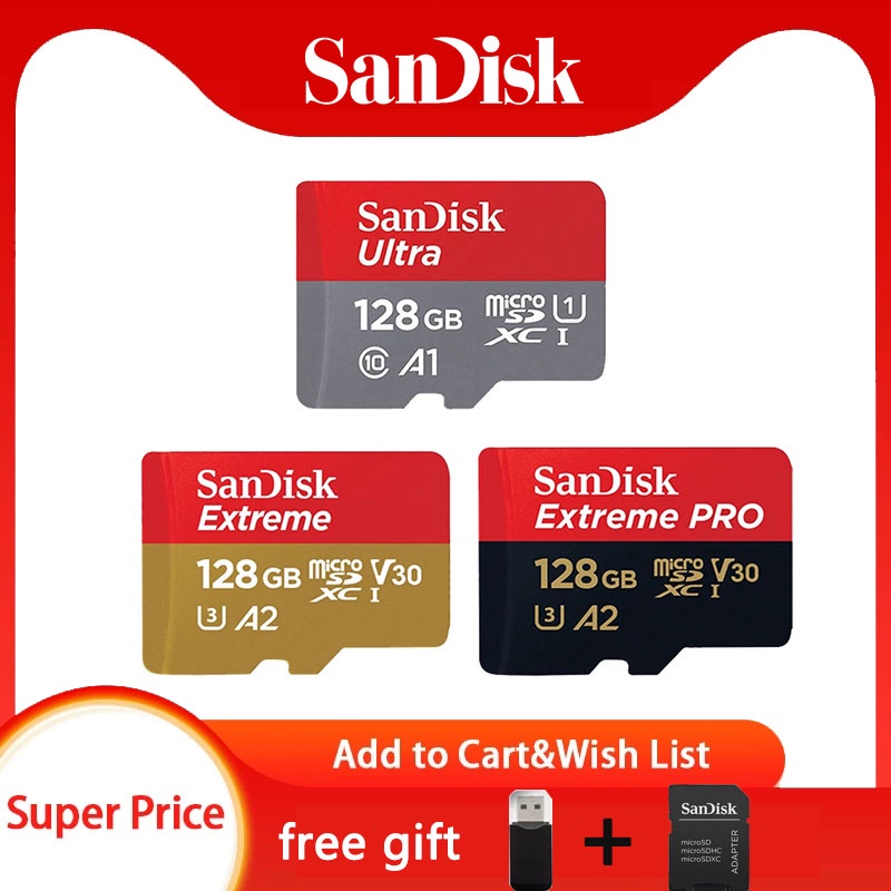 Thẻ Nhớ Sandisk 128GB Micro SD 256GB 16GB 64GB 32GB TF Cho Điện Thoại