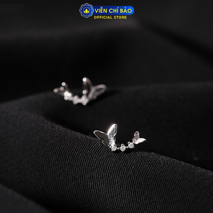 Bông tai bạc nữ cánh bướm đính đá chất liệu bạc 925 thời trang phụ kiện trang sức nữ Viễn Chí Bảo B400753