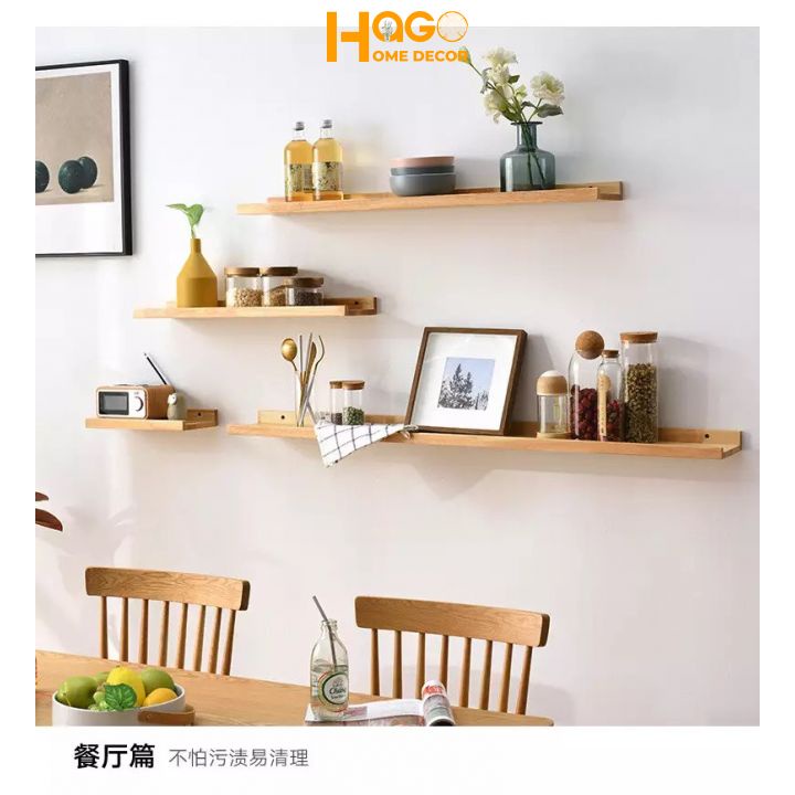 Kệ,giá gỗ treo tường phong cách Hàn Quốc,trang trí phòng ngủ, phòng khách bằng gỗ thông tự nhiên