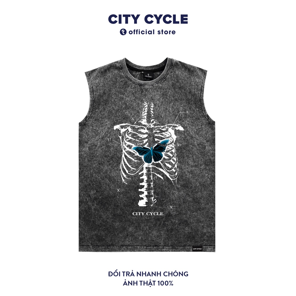 Áo tanktop loang unisex Blue Chest City Cycle - Áo ba lỗ wash oversize nam nữ form rộng Local Brand