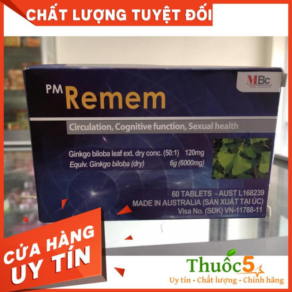 PM Remem hỗ trợ tăng cường tuần hoàn não Hộp 60 viên