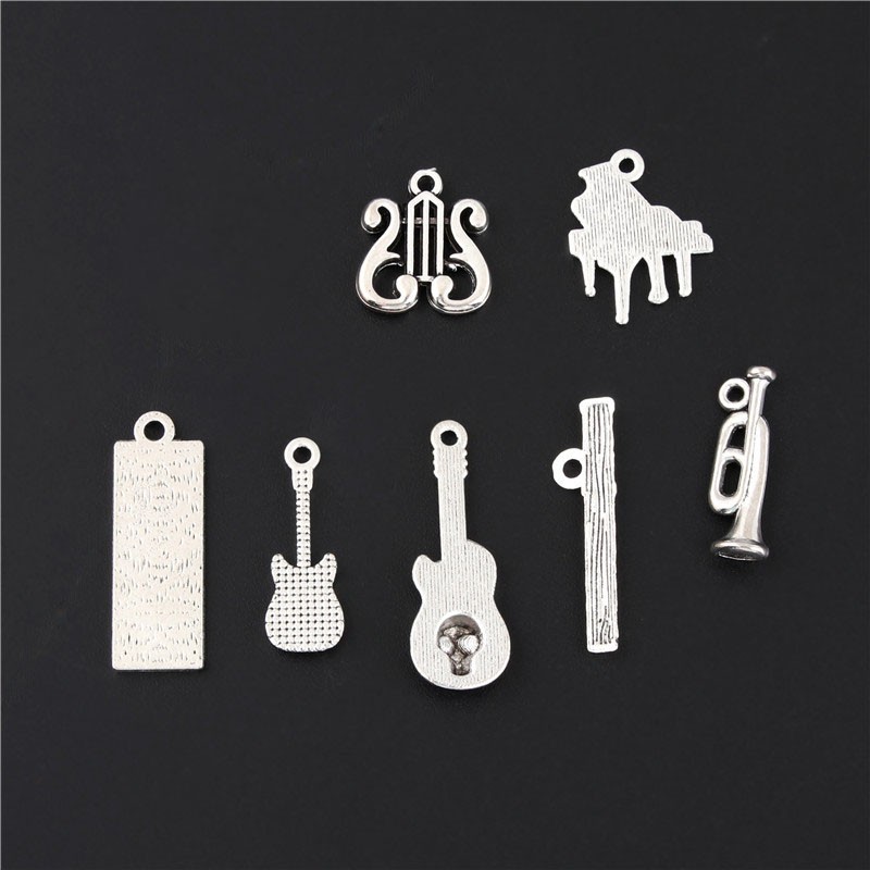 1 Mặt Dây Chuyền Bạc Hình Đàn guitar Cổ Điển diy