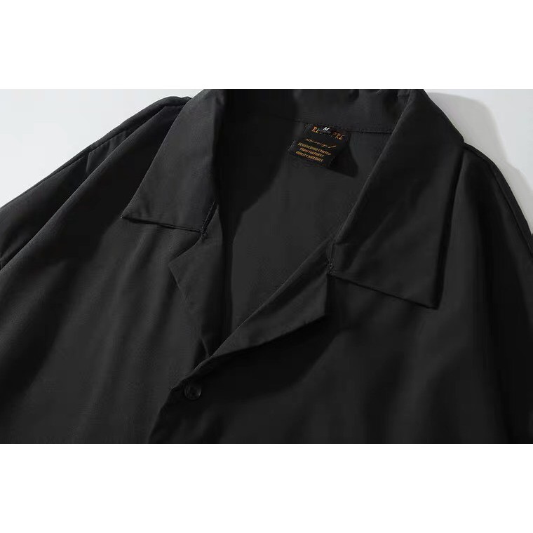 Áo sơ mi tay ngắn cổ vest màu Đen Unisex chất lụa mát BACA15 | BigBuy360 - bigbuy360.vn