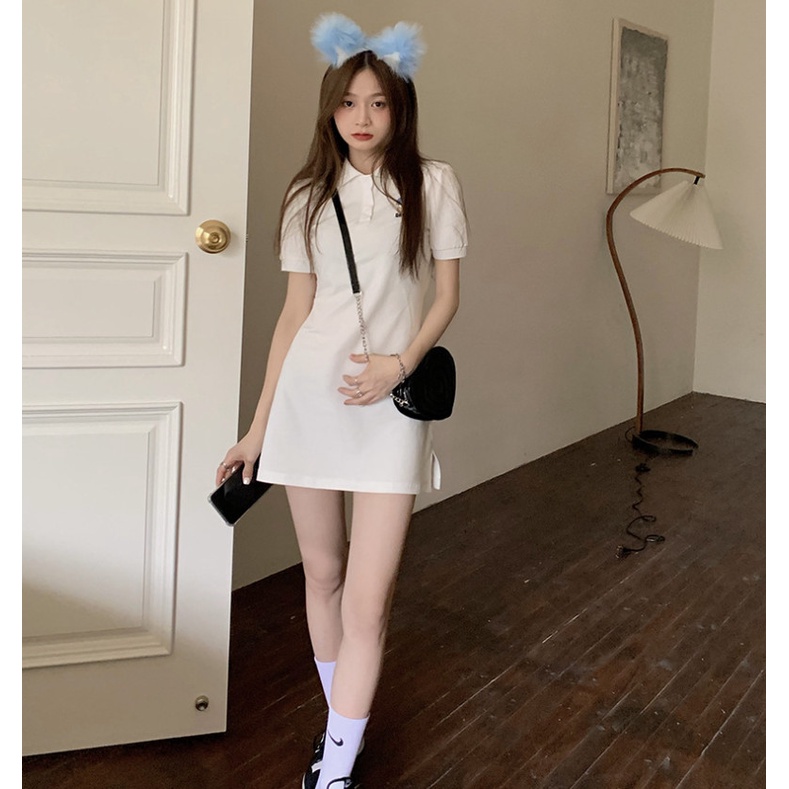 Đầm Nữ Polo Họa Tiết Gấu Thêu Cá Tính 🦋 Váy Body Nữ Dáng Ngắn Cộc Tay 3 Màu 🦋