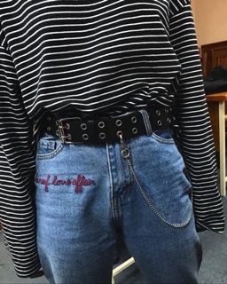 Dây nịt//Thắt lưng hai hàng lỗ, có xích quần