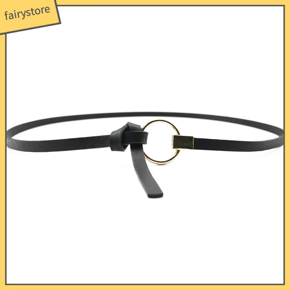 Thắt lưng da PU khóa tròn bằng kim loại cho nữ