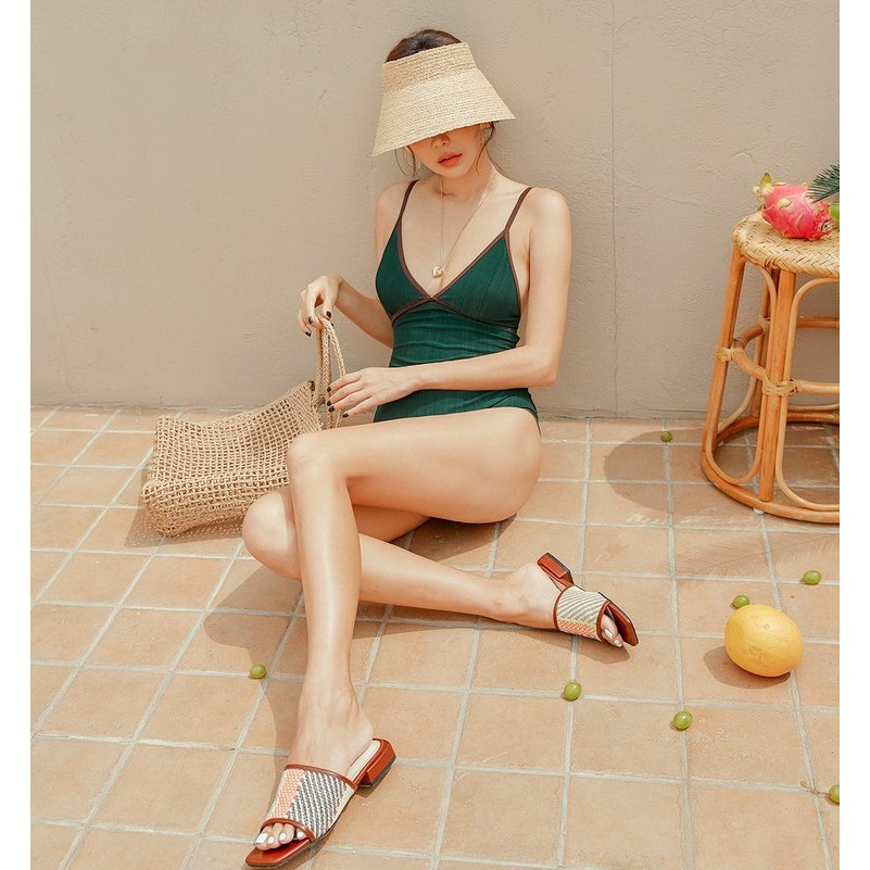 CÓ SẴN - ĐỒ BƠI NỮ liền thân thun lạnh đẹp chất thun gân cách điệu