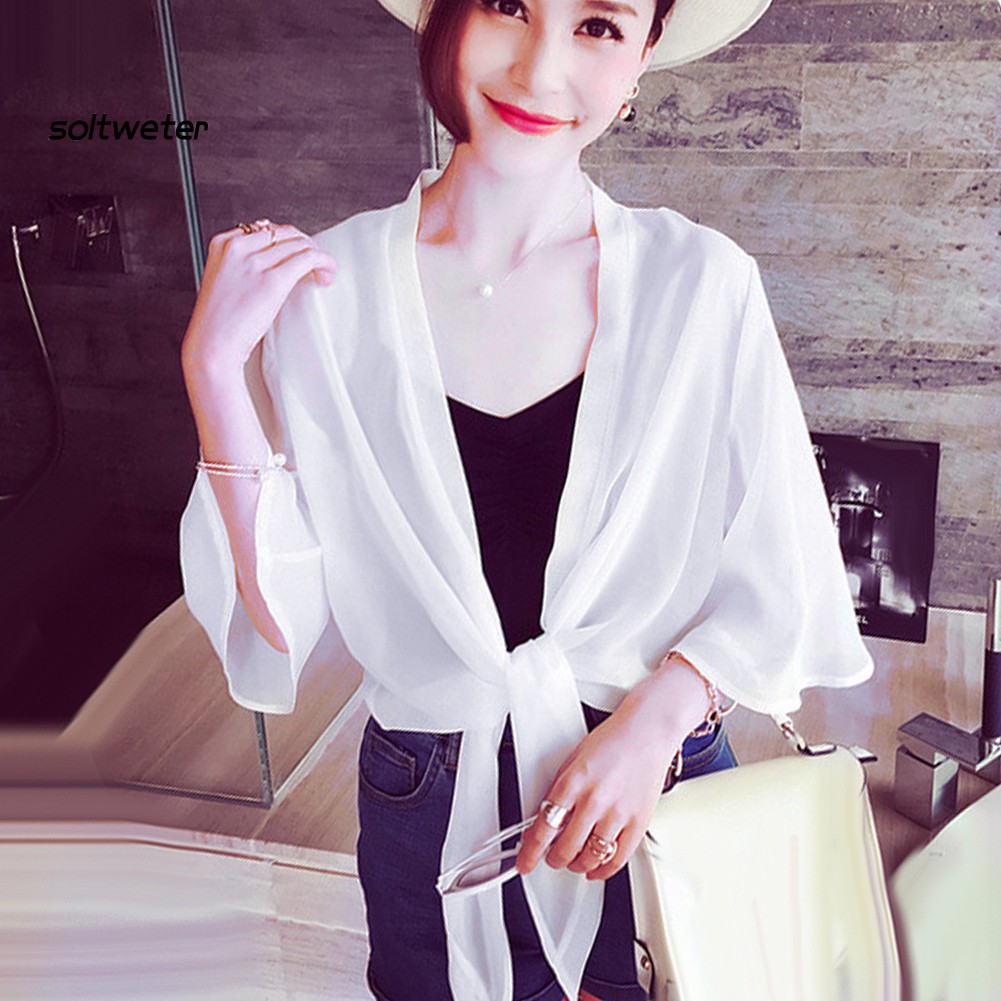 Áo Khoác Cardigan Nữ Tay 3 / 4 Thời Trang