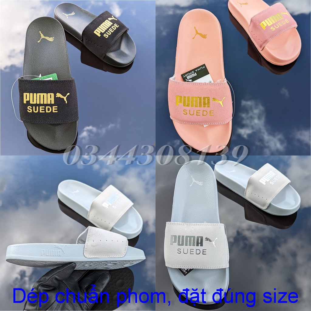 Dép Puma con báo quai da lộn nam nữ hot trend VNXK đầy đủ tem tag hộp hãng loại 1 siêu cấp quai ngang. nhuthuyshoes