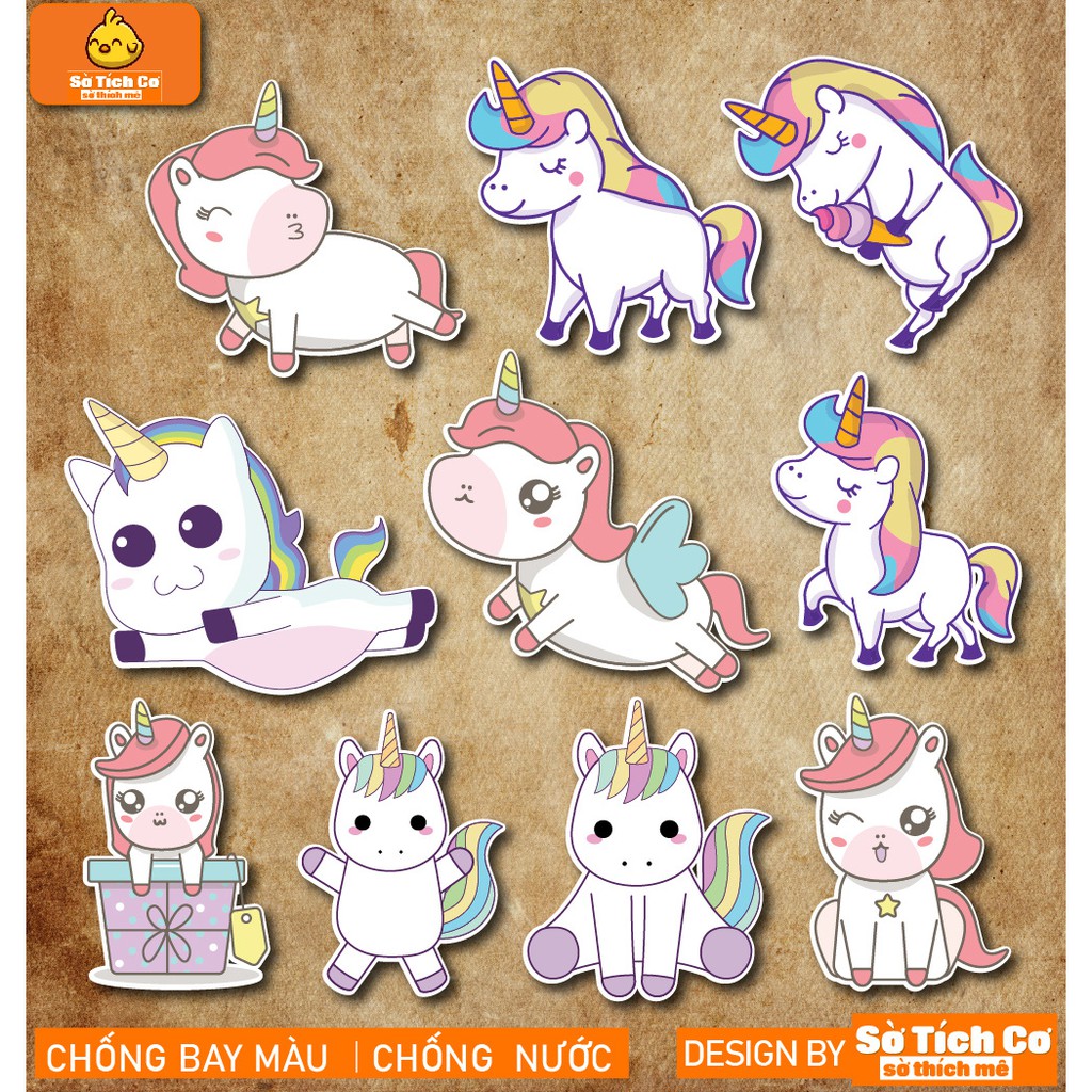 Unicorn dán điện thoại, laptop, mũ bảo hiểm, guitar, vali MSP: ST08