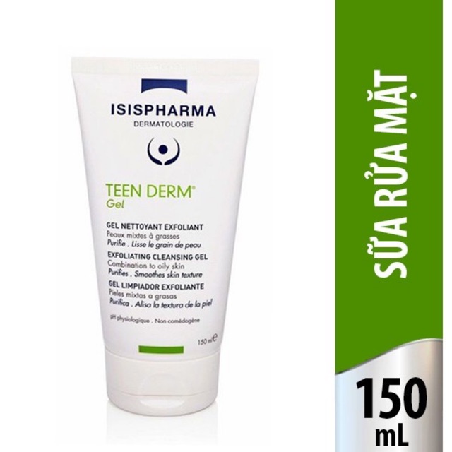 SỮA RỬA MẶT VÀ NGĂN NGỪA MỤN ISIS PHARMA TEEN DERM GEL PHÁP 150ml