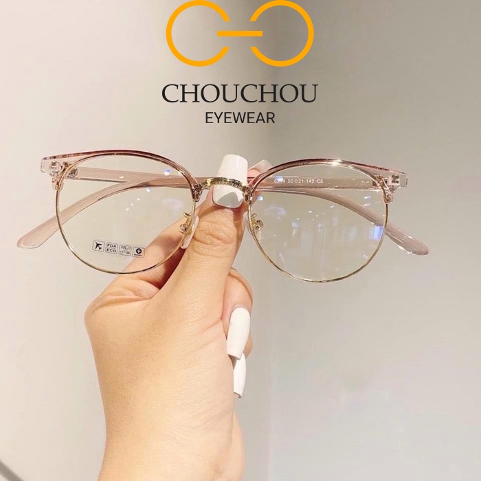Gọng kính cận nam nữ, eclip nửa vành ⭐BÁN LỖ XIN 5 SAO⭐ mắt kính tròn màu sắc thời trang HOT