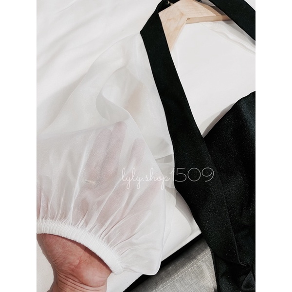 Đầm LULI Phối Tay Voan Cutout Lưng có sẵn mút ngực phù hợp đi tiệc sang chảnh, dạo chơi phố