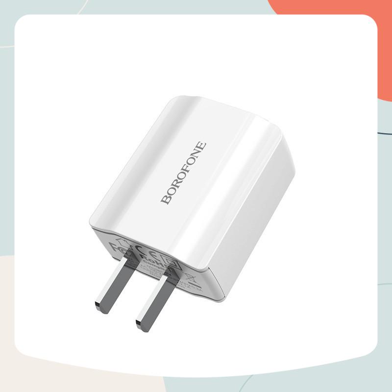 Cốc sạc củ sạc 1 cổng đầu ra 2.1A có kèm cáp Lightning, Micro-USB hoặc USB-C BOROFONE BA15 SmartPort