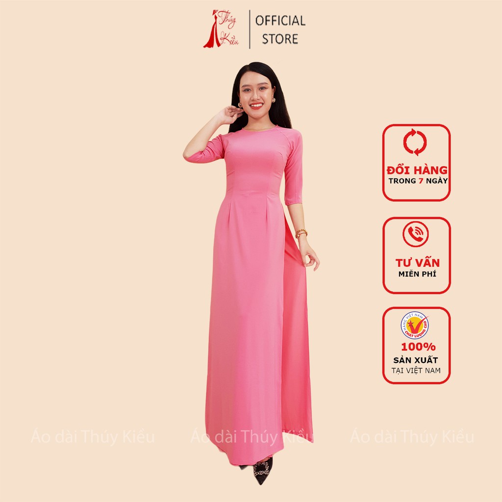 Áo dài Thúy Kiều trơn lụa Nhật màu hồng K9