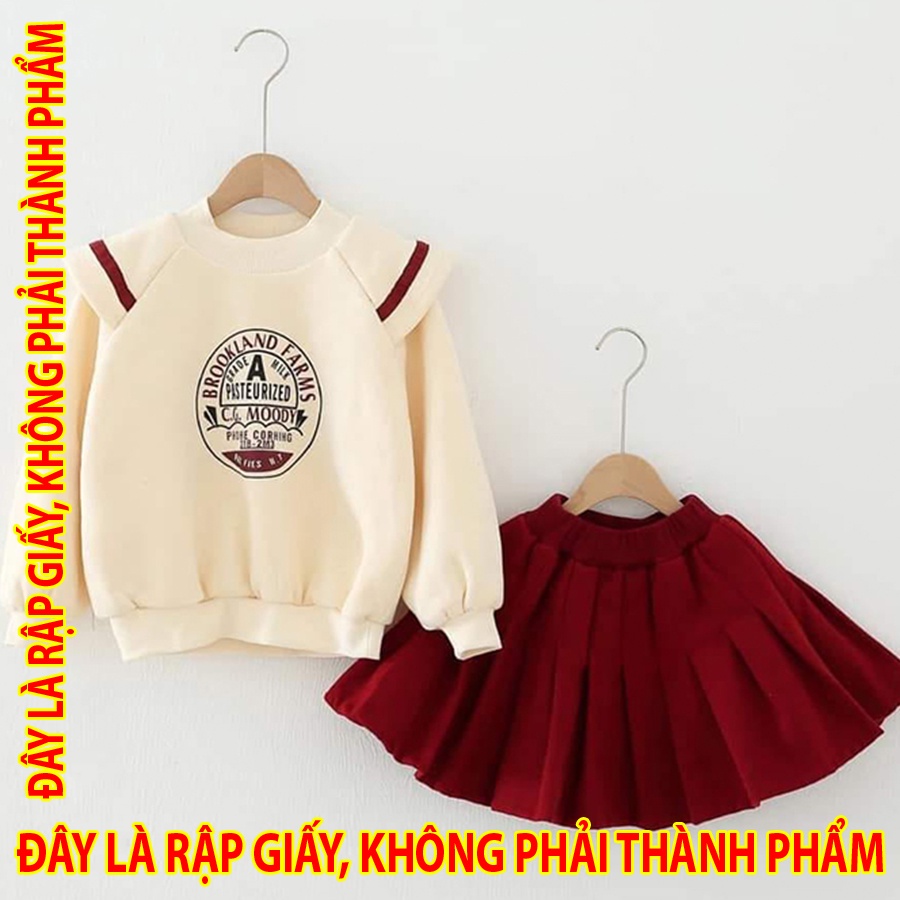 Rập Giấy U0105 - Bộ raglan kiểu, chân váy xếp ly - size Nhỏ