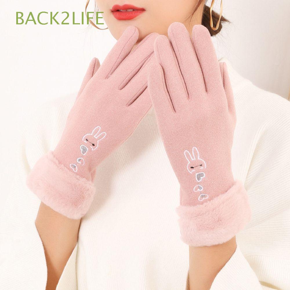 Găng tay giữ ấm hình thỏ BACK2LIFE có thể dùng màn hình cảm ứng thời trang cho nữ