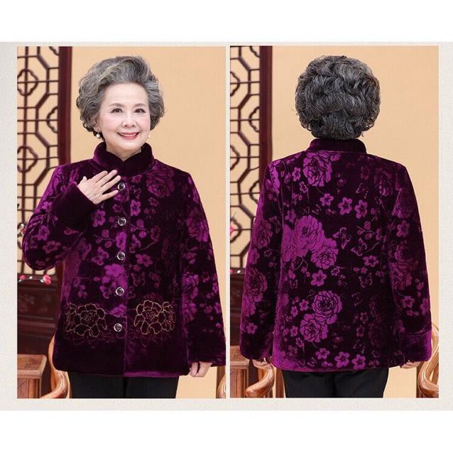 Áo ấm cho bà lót lông cao cấp_nhung