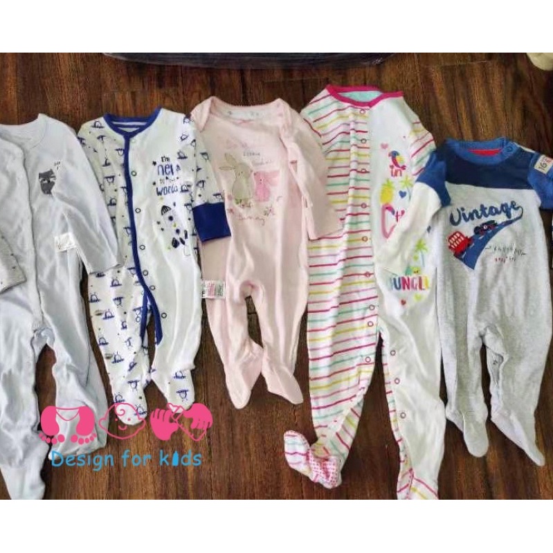 Sleepsuit hãng MOTHERCARE xuất dư, bộ body dài tay liền thân vải cotton ORGANIC cho bé trai và bé gái