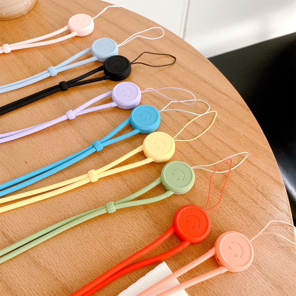 Out Sport Neck Strap silicone Smiley Face Laces For Exercise Buckle ID Card holder DIY Phone Strap Adjustable Lace