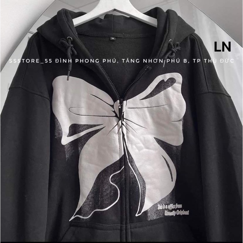 Áo khoác nỉ nơ to mũ 2 lớp DA6