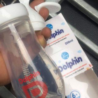 Bình tập ăn sillicon Dolphin 200ml