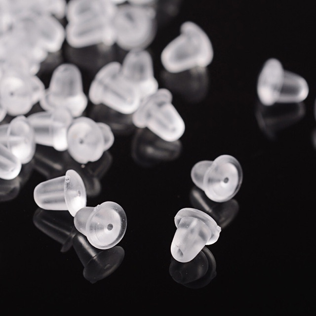 Bộ 5 đôi bông tai màu bạc trắng 925 khay tròn đổ resin