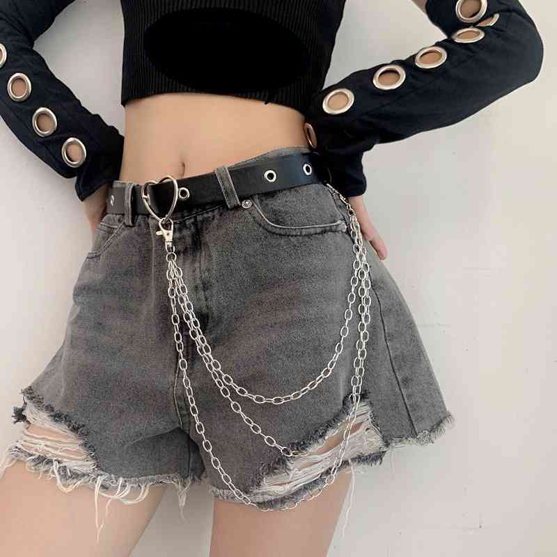 Dây Xích Kim Loại Ba Lớp Gắn Thắt Lưng Quần Jeans Phong Cách Punk Hiphop Đơn Giản Cho Nữ