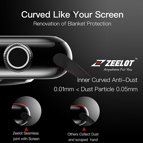 Dán màn hình cường lực Full viền chống vân tay Zeelot Apple Watch 38/40/42/44mm - Hàng chính hãng