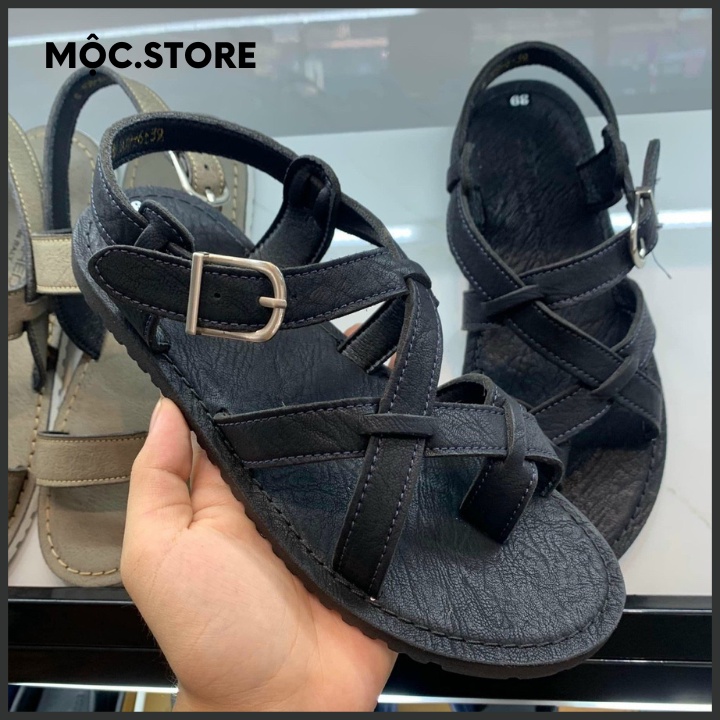 Dép Sandal Nam Nữ O Squared Da napal, Phong cách Hàn Quốc, khoá cài chỉ viền siêu Hot
