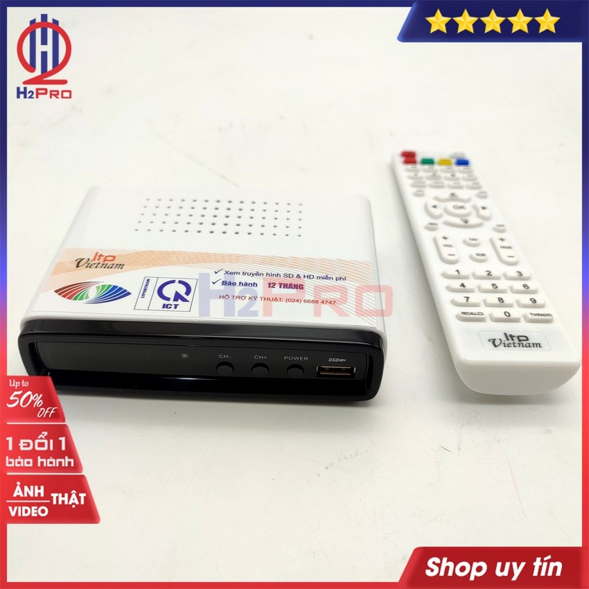 Đầu thu kỹ thuật số DVB T2 LTP 1306 H2pro hàng hãng-xem truyền hình miễn phí-sắc nét-đa kênh-cao cấp (tặng pin 10k)