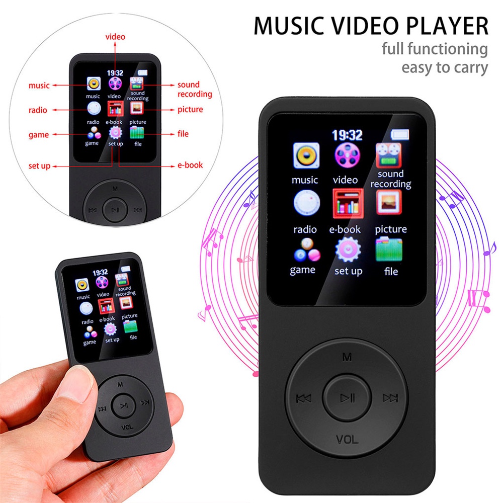 Máy nghe nhạc MP3 VIRWIR cỡ mini kết nối Bluetooth thích hợp cho học sinh/ E-book FM Radio | BigBuy360 - bigbuy360.vn