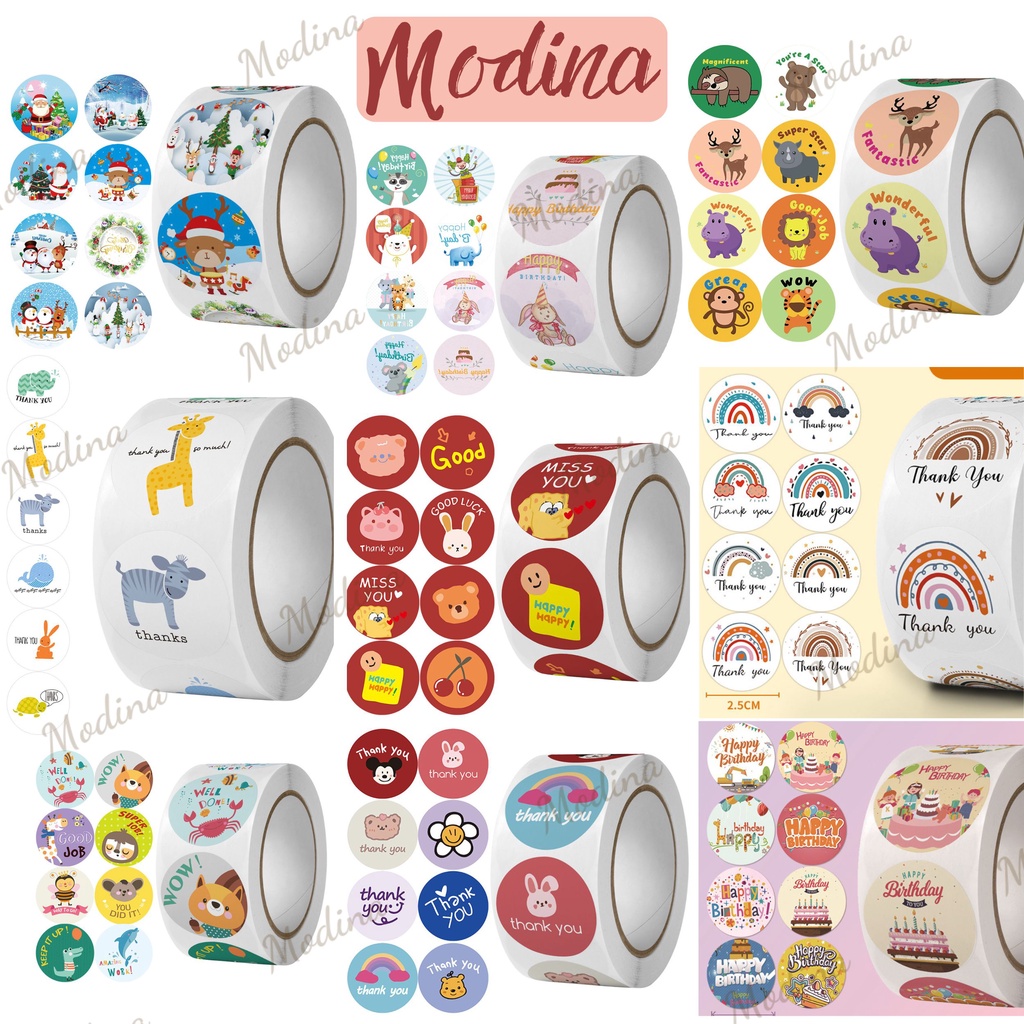 Cuộn 500 sticker nhãn dán cute hình mèo con dễ thương