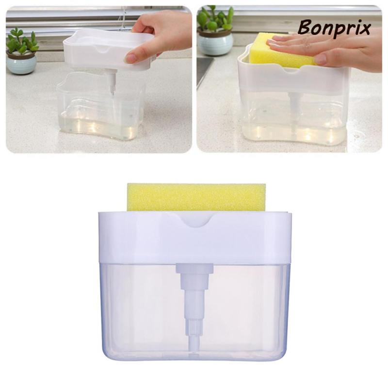 Bình Đựng Xà Phòng Rửa Chén Có Vòi Bơm Và Giá Đỡ Bọt Biển Tiện Dụng Cho Nhà Bếp