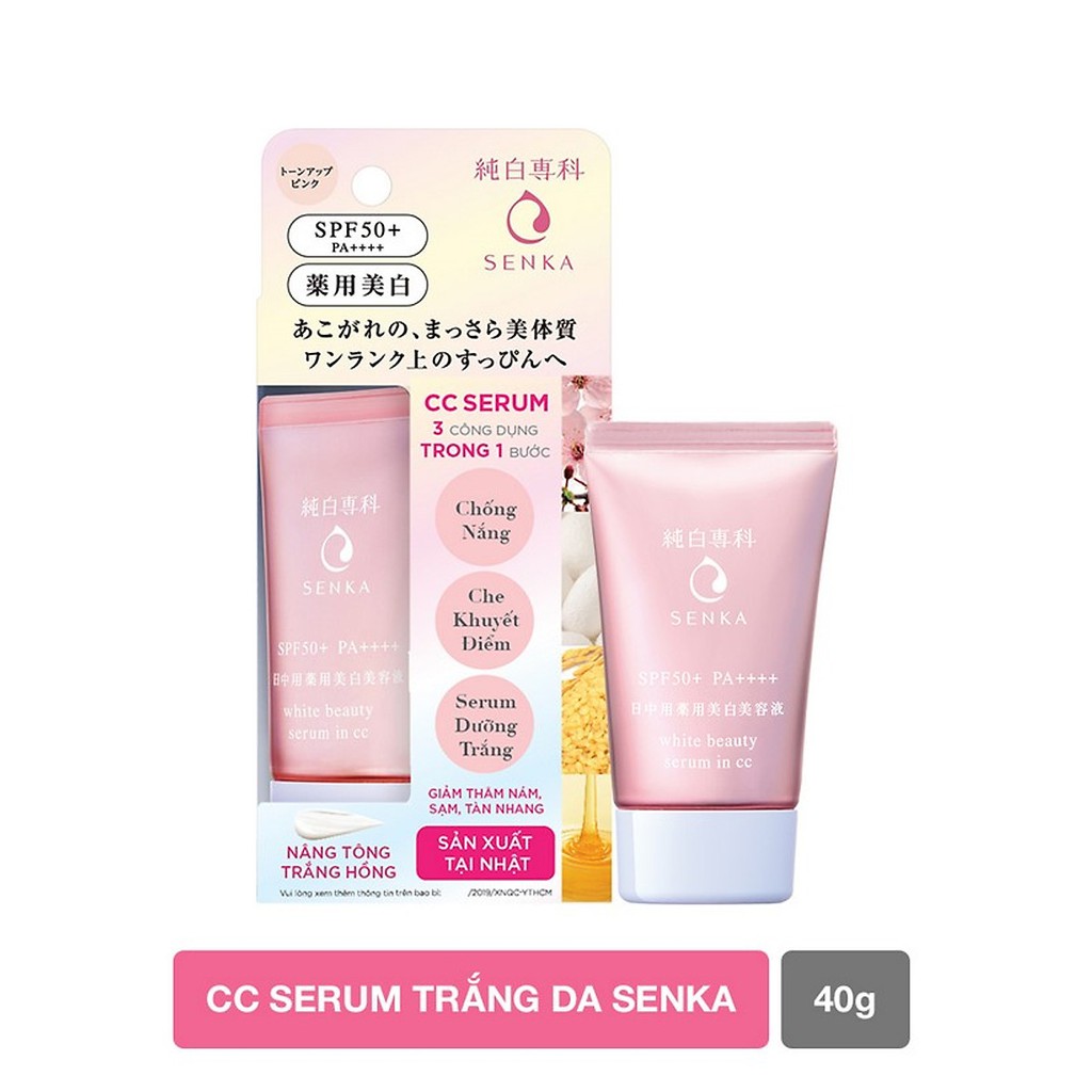 Tinh Chất Dưỡng Trắng Da Senka White Beauty Serum In CC Spf50+ Pa++++ (40g)