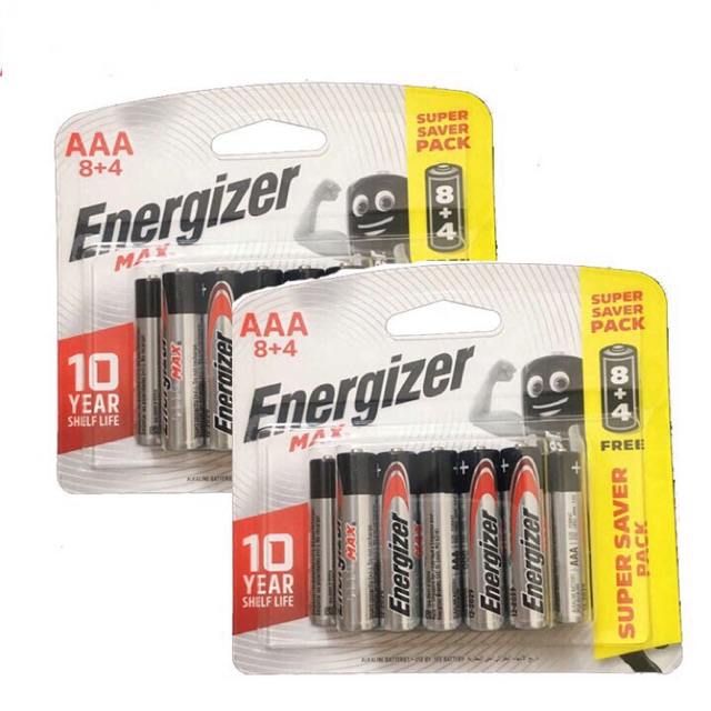 Combo 2 Vỉ Pin AAA Energizer Max E92BP8+4 Vỉ 12 Viên Made in Singapore Chính Hãng DKSH Việt Nam Nhập Khẩu