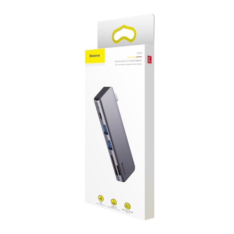 Ổ cắm chuyển đổi Baseus 5 trong 1 từ USB Type C sang USB 3.0*2 / SD / TF cho Macbook Pro